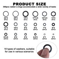Package 300 rubber ring seal ring classification kit, seal rubber ring, flat kit black for electro-hydraulic, pipe M&Other&M2.5 juoda