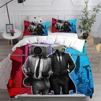 3D Print Skibidi Toilet Arale Bedding Set Duvet Cover Comforter Pillowcase for Boys Girls Adults Bedroom 135x200cm 2pcs white