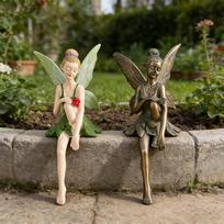Cute Flower Fairy AB Style Resin Figurine, Aesthetic Elf Girl Sculpture, Mini Garden Landscape Ornament, Home Desktop Art Craft beige