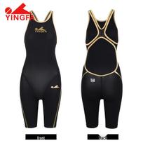 Yingfa 2024 Women's Slimming Five-Point One-Piece Swimsuit - New Fashion Conservative Style 8030 Extra Extra Large black