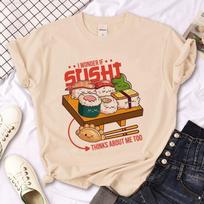 Sushi Shirt t shirt women manga harajuku streetwear t shirt female funny clothes L beige