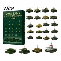 Tank Lover Holiday Gift 2025 WWII Advent Calendar 24 Days Christmas Countdown with Historical Model Set Iconic Ornaments Surprise Gifts for A