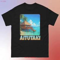 Aitutaki Cook Islands Design 2 T Shirt Vintage Unisex Homme Stretched Soft Comfortable Breathable Slightly Casual S blue