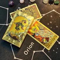 Terrific Gold Plastic Tarot Cards lous Predictive Divination Board Games Waterproof Astrology Oracle Deck With Booklet yellow
