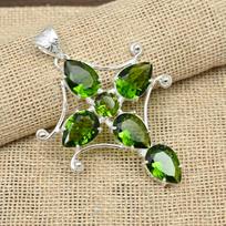 Peridot Gemstone 925 Solid Sterling Silver Pendent For Wedding Gift Beautiful Pendant 2.48 Inches žalia