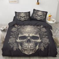 Vintage Skeleton Bedding Set King 260x220cm - Baroque Gothic Duvet Cover 3PCS, Luxury Halloween Bed Set, Skull Comforter Cover 140x200 (50x75cm x1 gray