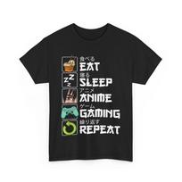 Eat Sleep Anime Gaming Repeat T-Shirt, Kawaii Otaku Anime Manga Fans Shirt XL white