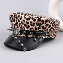 Punk Y2k Beret Hat Hip-hop Flat Top Cap Fashion Rivet Leopard Hat  for Girls Style 5