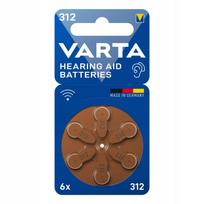 Įkraunamos klausos aparato baterijos VARTA T312 PR41, 1,45V, 6 vnt., be gyvsidabrio