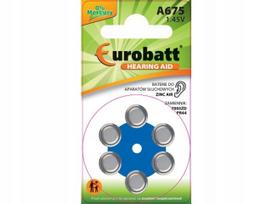 Klausos aparatų baterijos Eurobatt A675 PR44, 6 vnt.