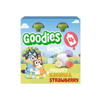 Vaikiškas tyrelių užkandis Bluey, jogurtas, bananas ir braškės, 100 g