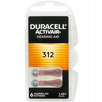 Klausos aparatų baterijos DURACELL 312, PR41, 6 vnt.