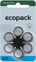 Klausos aparatų baterijos VARTA Ecopack 675 PR44, cinko oro, 1,45V, 6 vnt.