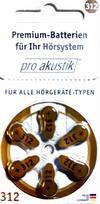 Klausos aparatų baterijos Varta 312 PR41, 1,45V, 6 vnt., 10 pakuočių