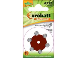 Klausos aparato baterijos A312, 1,45V, 6 vnt., PR41, 0% gyvsidabrio