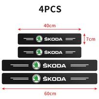 4PCS Car Door Threshold Stickers Plate Sticker For Skoda Octavia MK2 MK1 3 A5 A7 A8 Fabia Karoq Citigo Superb Rapid Kamiq Scala wsjn67 black