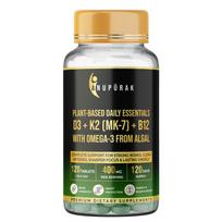 Vegan D3 K2 B12 & Omega 3 DHA Tablets | 4-in-1 Daily Essential Supplement | Bone, Brain, Heart & Energy Support | D3 (Lichen) + K2 MK-7 (Natto)