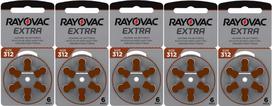 Klausos aparato baterijos Rayovac Extra 312, 30 vnt., 180 mAh