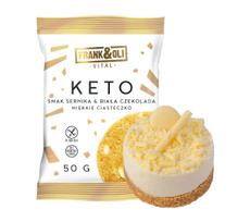 Keto sausainis FRANK&OLI su sūrio pyrago ir baltojo šokolado skoniu, be cukraus, 50 g