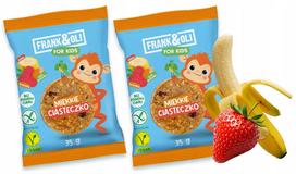 Vaikiški sausainiai Frank&Oli, minkšti, bananiniai ir braškiniai, 35 g x2