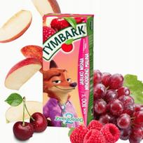 Obuolių, vyšnių, vynuogių ir aviečių sultys vaikams TYMBARK 100 %, 200 ml