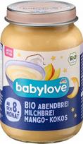 Ekologiška mangų ir kokosų pieno ryžių košė kūdikiams BABYLOVE nuo 8 mėn., 190 g