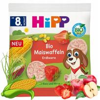 Kukurūzų ir sorų trapučiai su braškėmis HIPP BIO, be glitimo, nuo 8 mėn.