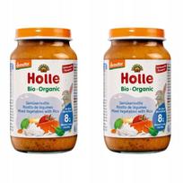 Daržovių ir ryžių tyrelių rinkinys HOLLE, ekologiškas, nuo 8 mėn., 2 x 220 g