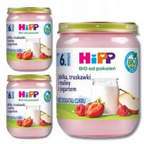 Ekologiškas HiPP braškių ir aviečių jogurtas kūdikiams nuo 6 mėn., 160 g, 3 vnt.
