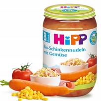 Ekologiška HIPP vakarienė su kumpiu, daržovėmis ir makaronais, 220 g, nuo 8 mėn.