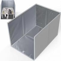 High Sided Splash Guard Waterproof Cat Litter Box Baffle Shield Cat Litter Box Enclosure  Indoor light grey65x42x42cm gray