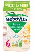 Pieninė ryžių košė BOBOVITA su bananais, nuo 6 mėn., be gliuteno, 330 g