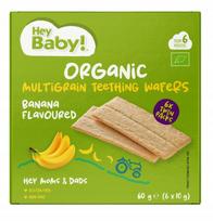 Ekologiški bananiniai daugialyčiai dantų trapučiai kūdikiams nuo 6 mėn., 60 g, HEYBABY