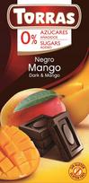 Juodasis šokoladas be cukraus su mango, 75 g, Torras