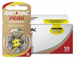 Klausos aparatų baterijos RAYOVAC PEAK PERFORMANCE 10, 60 vnt.