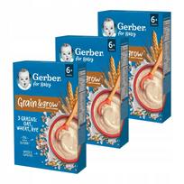 Košė kūdikiams Gerber Grain & Grow su avižomis, kviečiais, pienu ir rugiais nuo 6 mėn., 3 x 200 g
