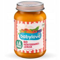 Kūdikių ekologiška Viduržemio daržovių tyrelė su baklažanais nuo 6 mėn., be druskos, BABYLOVE