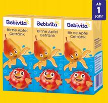 Obuolių ir kriaušių gėrimas BEBIVITA, 15 vnt. x 200 ml, be pridėtinio cukraus, Vokietija