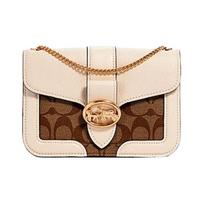 COACH Georgie Coated Canvas With Leather Shoulder Bag, Crossbody Bag Small Women's Milk White & Brown Monogram 7287-IMDJ8 One Size 1 beige