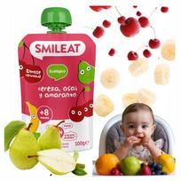 Vaisinis tyrelė kūdikiams su vyšniomis, acai ir burnočiais, ekologiška, nuo 6 mėn., 100 g, Smileat