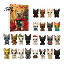 Countdown Calendar 24 Days Bulldog Advent 2026, Acrylic Puppy Ornaments Christmas Calendar, Holiday Gift Box 2D Flat Dog Xmas Tree Pendant for G