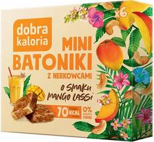 Užkandžių batonėliai DOBRA KALORIA MINI, mango lassi, be cukraus, su riešutais ir vaisiais