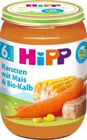 Ekologiškas daržovių, kukurūzų ir veršienos tyrelių mišinys HIPP, nuo 6 mėn., 190 g