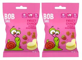 Vaisinės želė BOB SNAIL su obuoliais ir avietėmis, be pridėtinio cukraus, 2 x 40 g