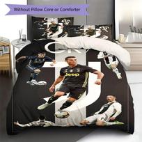 Ronaldo Juventus CR7 Action Montage Print 3 Pieces Duvet Cover Set Soccer Fan Bedding Bedroom Home Decor Without Pillow Core 135x200cm white