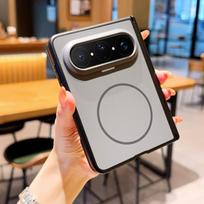 Taikoma Huawei PuraXMax sulankstomo mobiliojo telefono dėklui PuraX dvigubos vidurinės ašies odos pojūčio matinio magnetinio siurbimo verslo anti-drop dėklas huawei pura x max black
