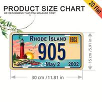 HD Aluminum Print Rhode Island Lighthouse License Plate Style Wall Art High Definition BendResistant Metal Sign Nautical Coa 15x30cm(5.9x7.8inch) blue