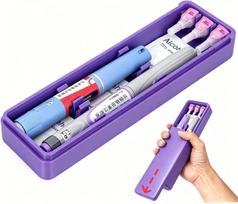 Izoliacinis dėklas insulinui, 2 violetiniai švirkštikliai