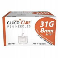 Insulino švirkštimo priemonių adatos 31G 8 mm MEDIVENA Gluco-Care, 100 vnt.