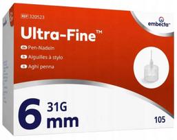 Insulino adatėlės embecta Ultra-Fine 31G, 0,25 x 6 mm, 105 vnt.